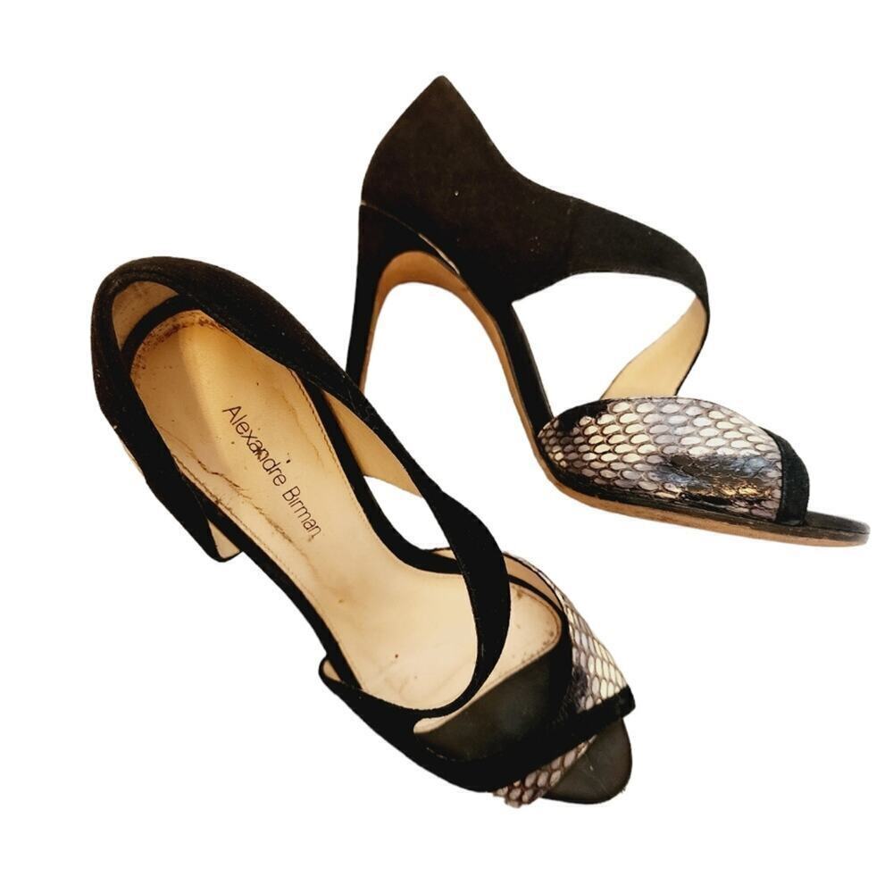 ALEXANDRE BIRMAN BLAC SUEDE ANIMAL PRINT STRAPPY HEEL SIZE 37 6.5/7